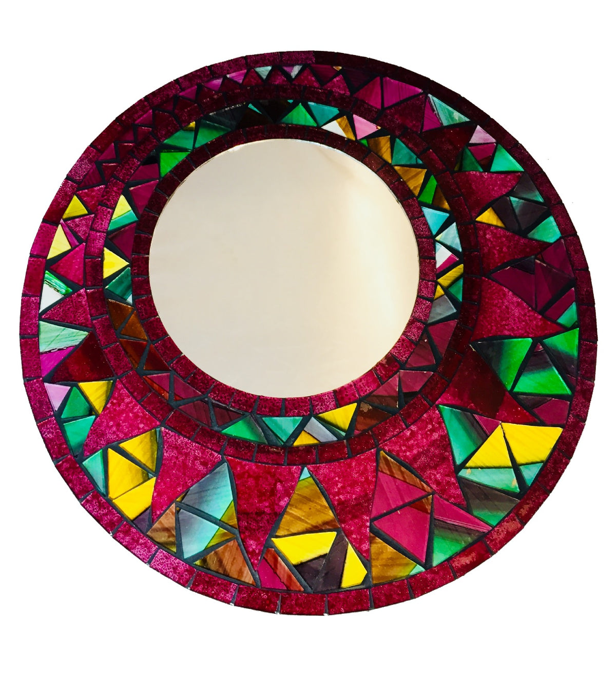 Red Flame Abstract Mosaic Mirror