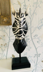 Mask on Plinth - Wild Zebra, Various Sizes