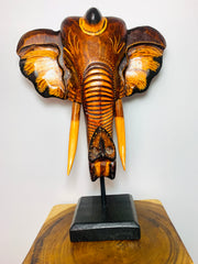 Elephant Mask On Plinth - Natural