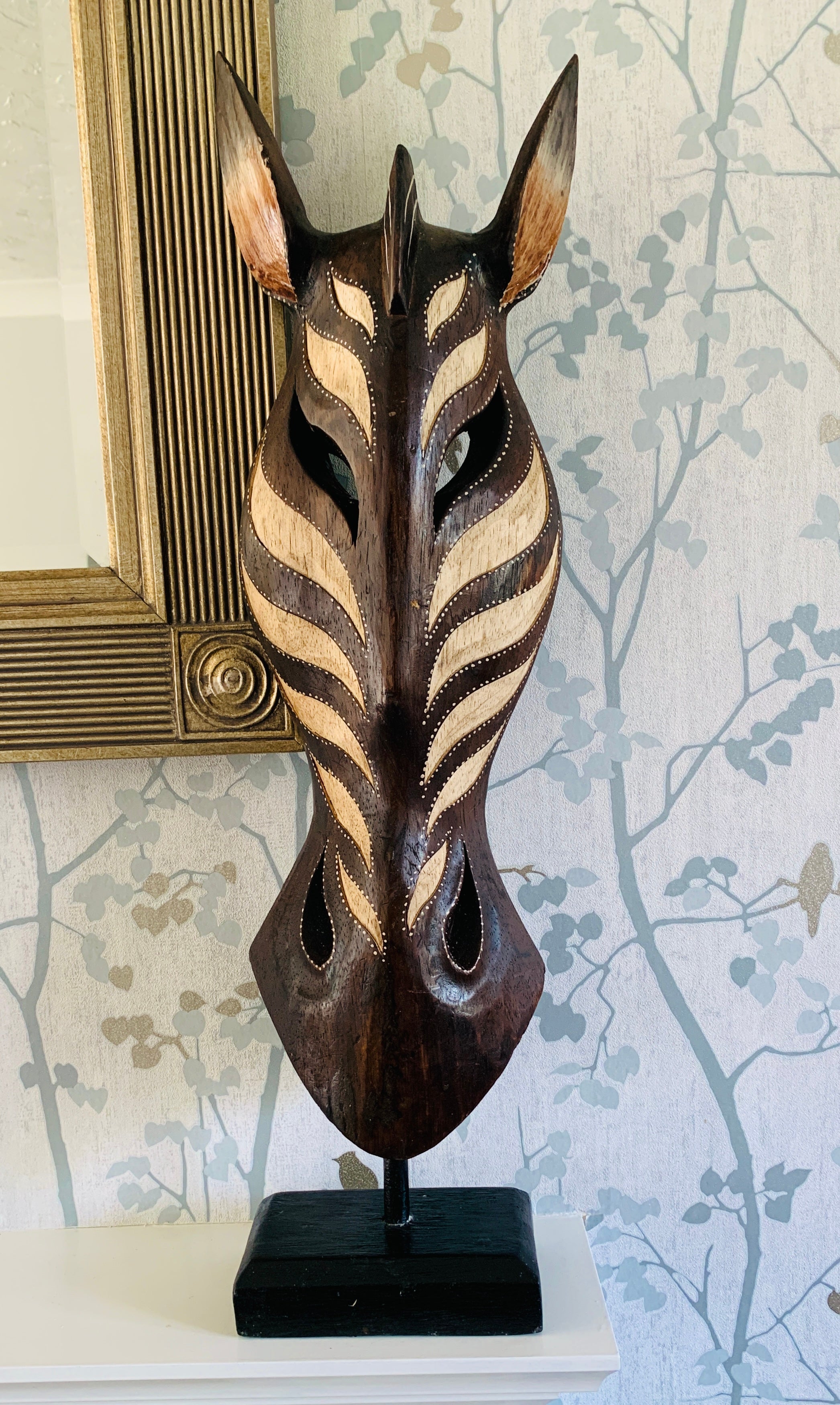 Carved Zebra Mask on Plinth - Various Sizes