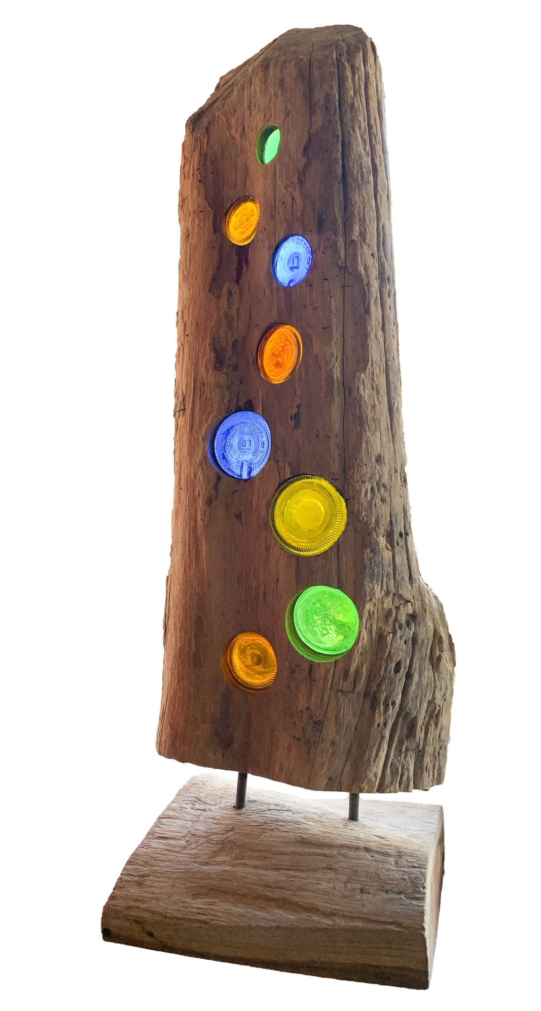 Wood Decoration With Glass 80cm