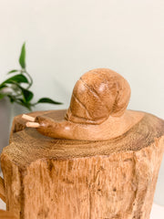 Wooden Snail with Mushrooms