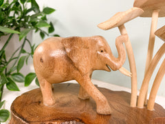Wooden Elephant with Trees