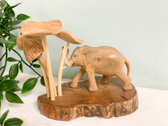 Wooden Elephant with Trees