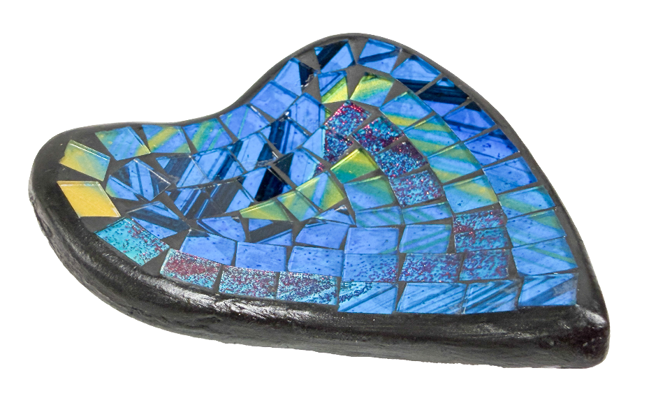 Abstract Heart Mosaic Bowl Set of Four - Blue