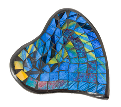 Abstract Heart Mosaic Bowl Set of Four - Blue