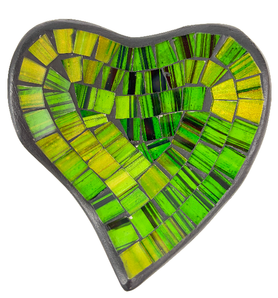 Abstract Heart Mosaic Bowl Set of Four - Green