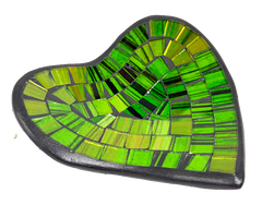 Abstract Heart Mosaic Bowl Set of Four - Green