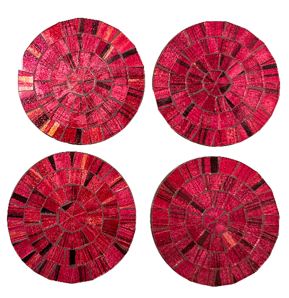 Round Mosaic Coaster Set of Four - Red