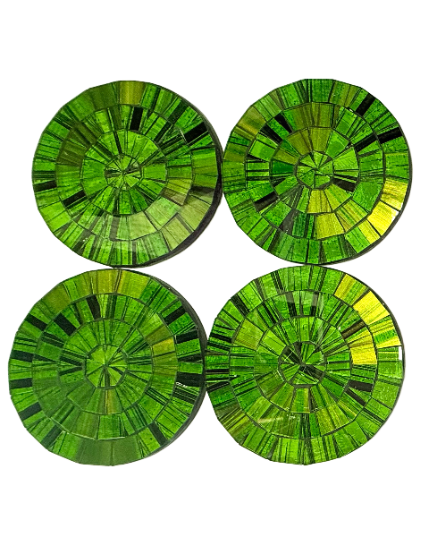 Round Mosaic Coaster Set of Four - Green