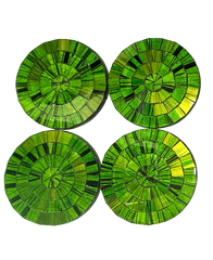 Round Mosaic Coaster Set of Four - Green