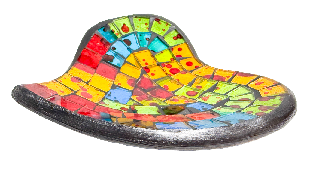 Abstract Heart Mosaic Bowl Set of Four - Rainbow
