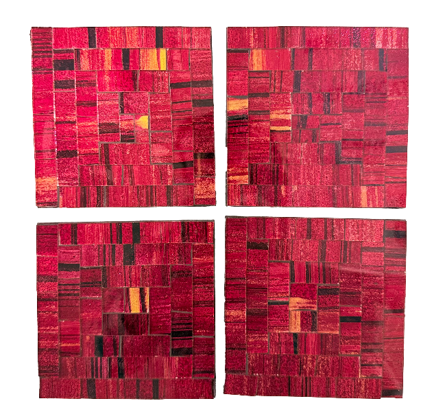 Square Mosaic Coaster Set of Four - Red