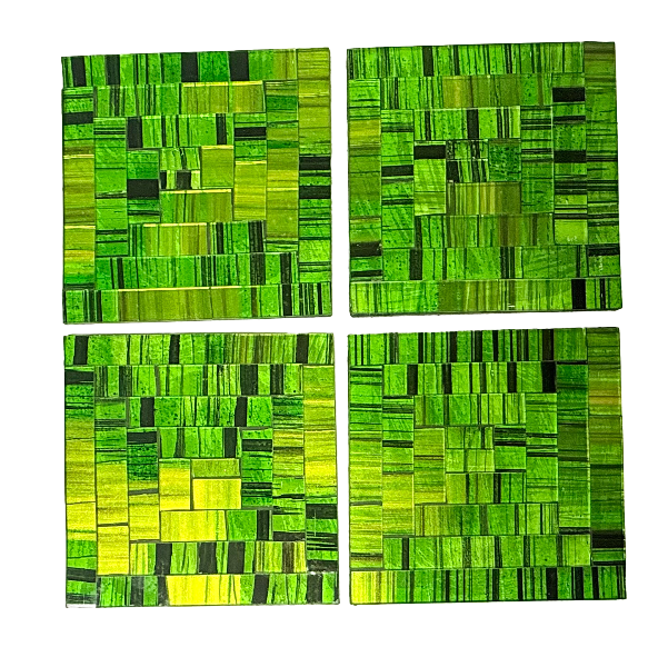 Square Mosaic Coaster Set of Four - Green