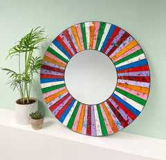 Multicoloured Stripe Mosaic Mirror