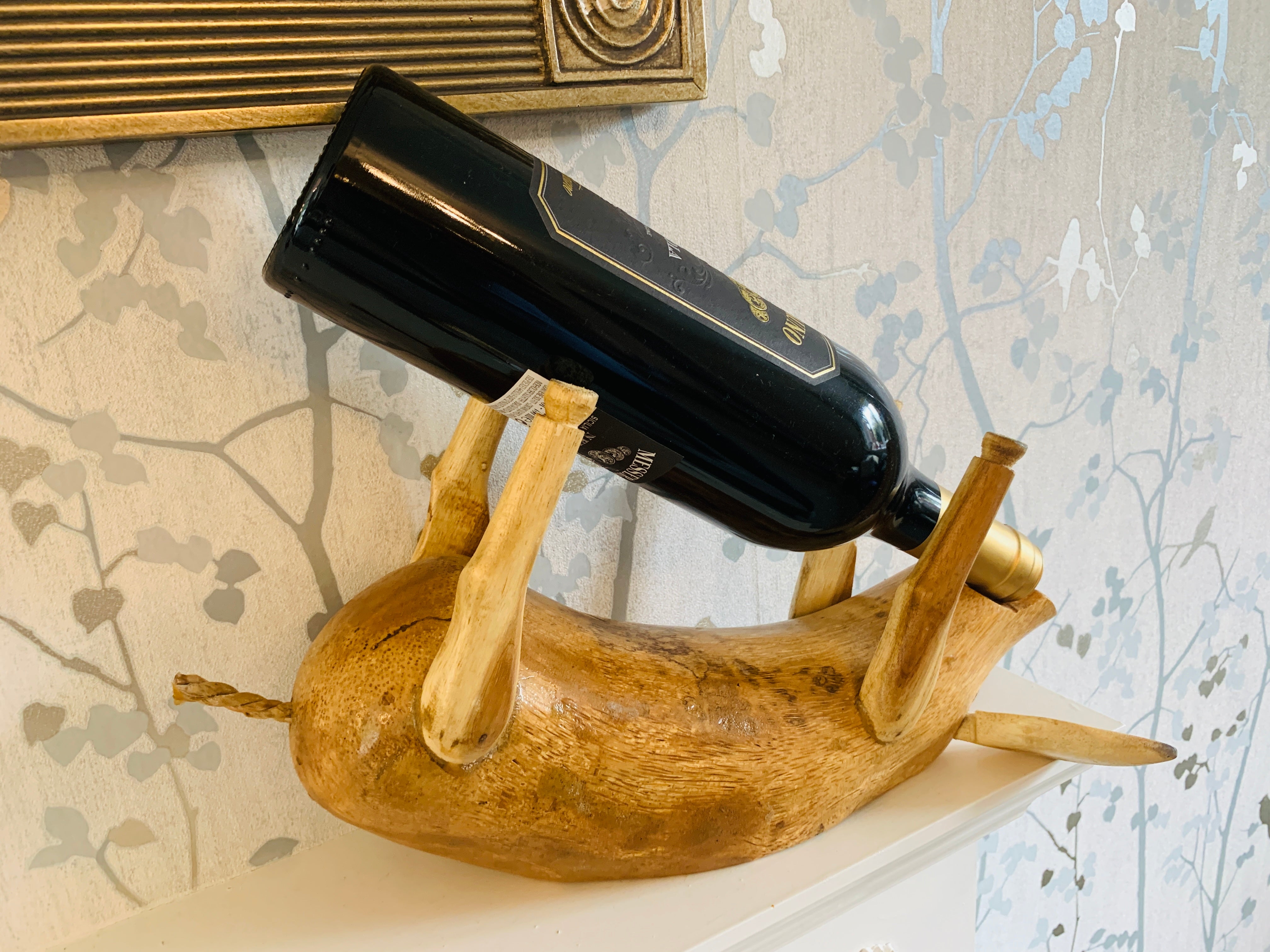 Bamboo Root Pig Wine Bottle Holder