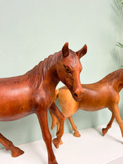 Wooden Carved Horse Walking