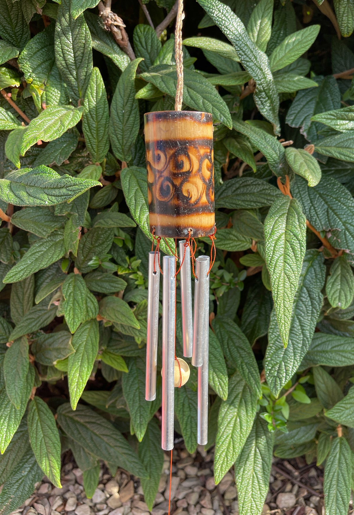 Bamboo Metal Chime - Burnt Flower
