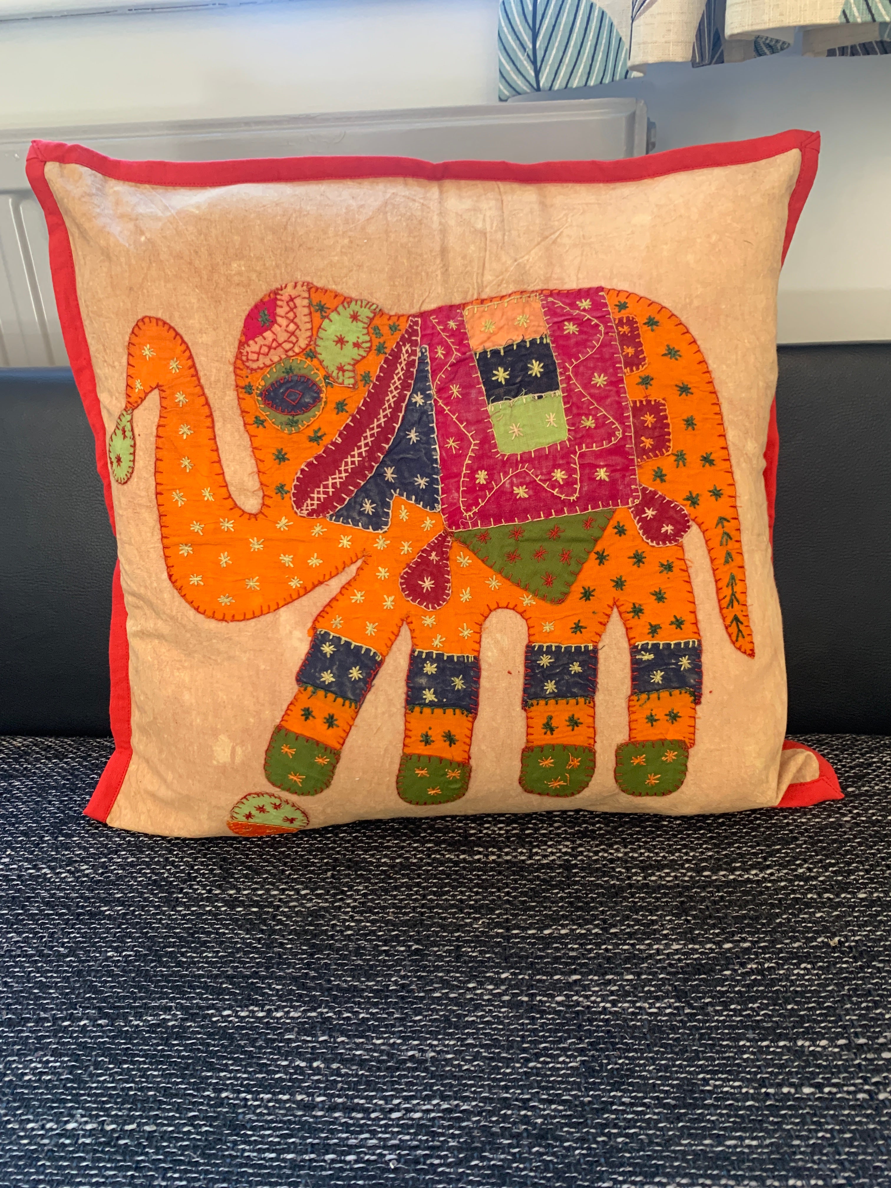 Recycled Cotton Cushion Cover - Elephant Design