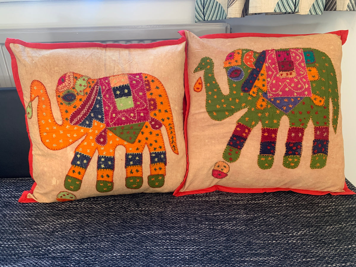 Recycled Cotton Cushion Cover - Elephant Design