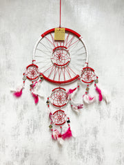 Red and White Dreamcatcher with Mirror