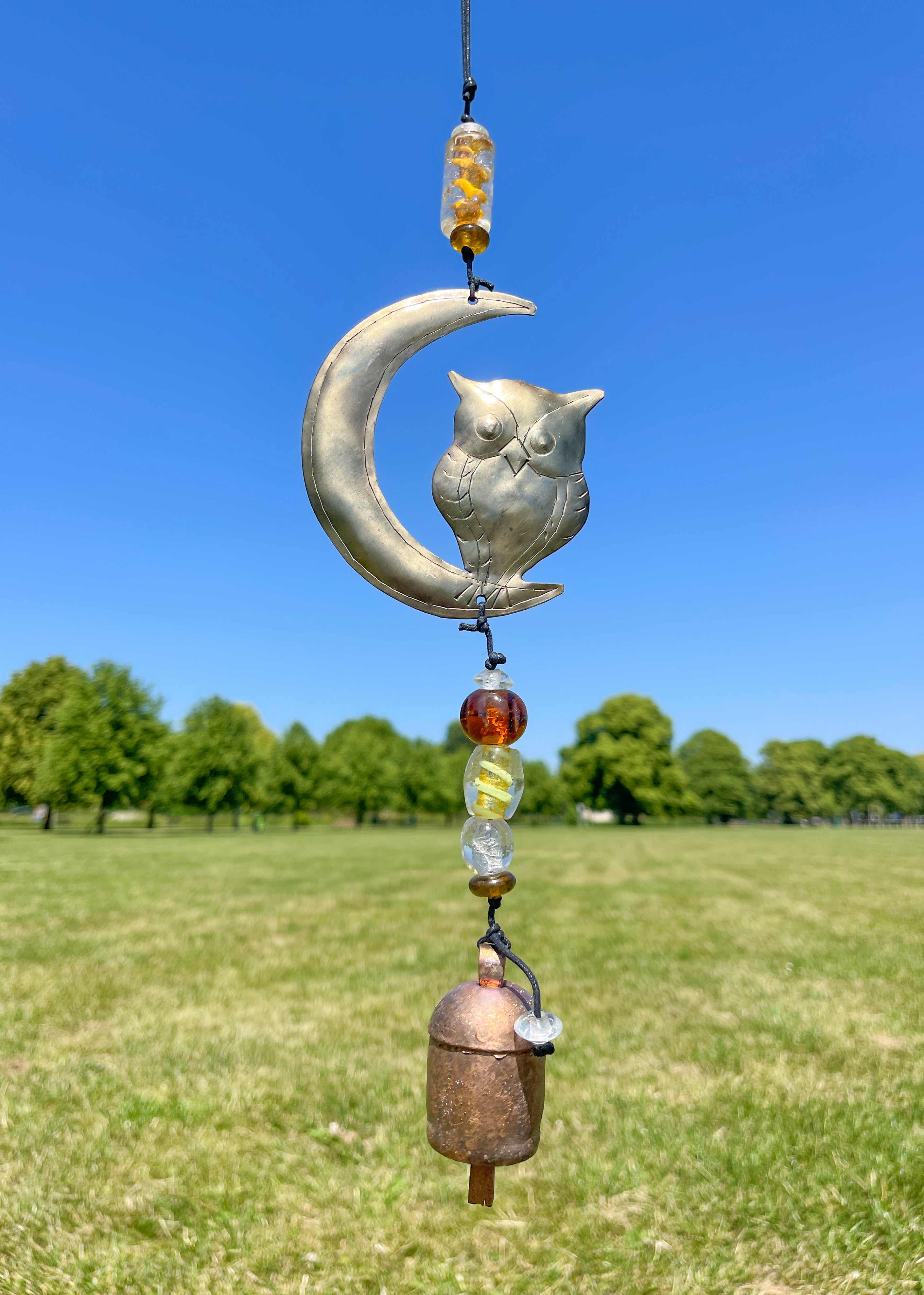 Iron Wind Chime - Owl On Moon