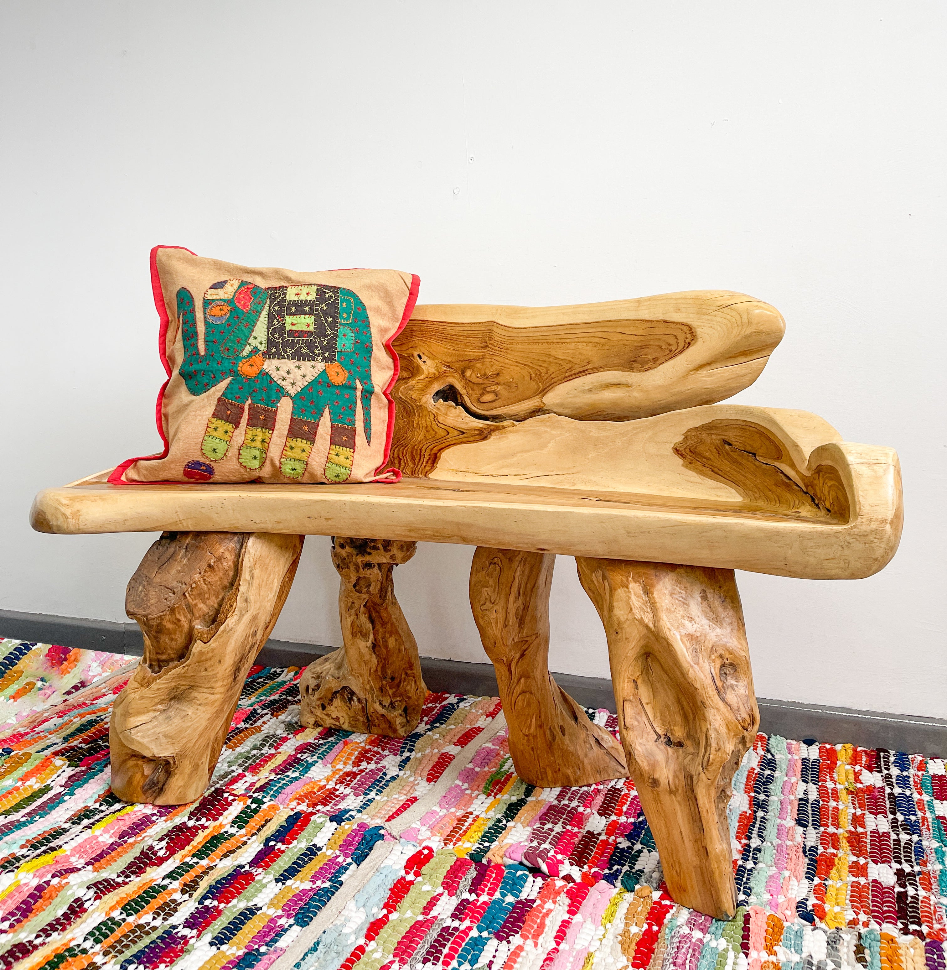 Rustic Teak Teak Wood Bench - Teak Root Rustic Wooden Outdoor Indoor Bench Garden ...
