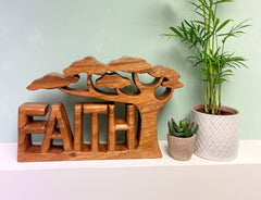 Faith Wooden Carving