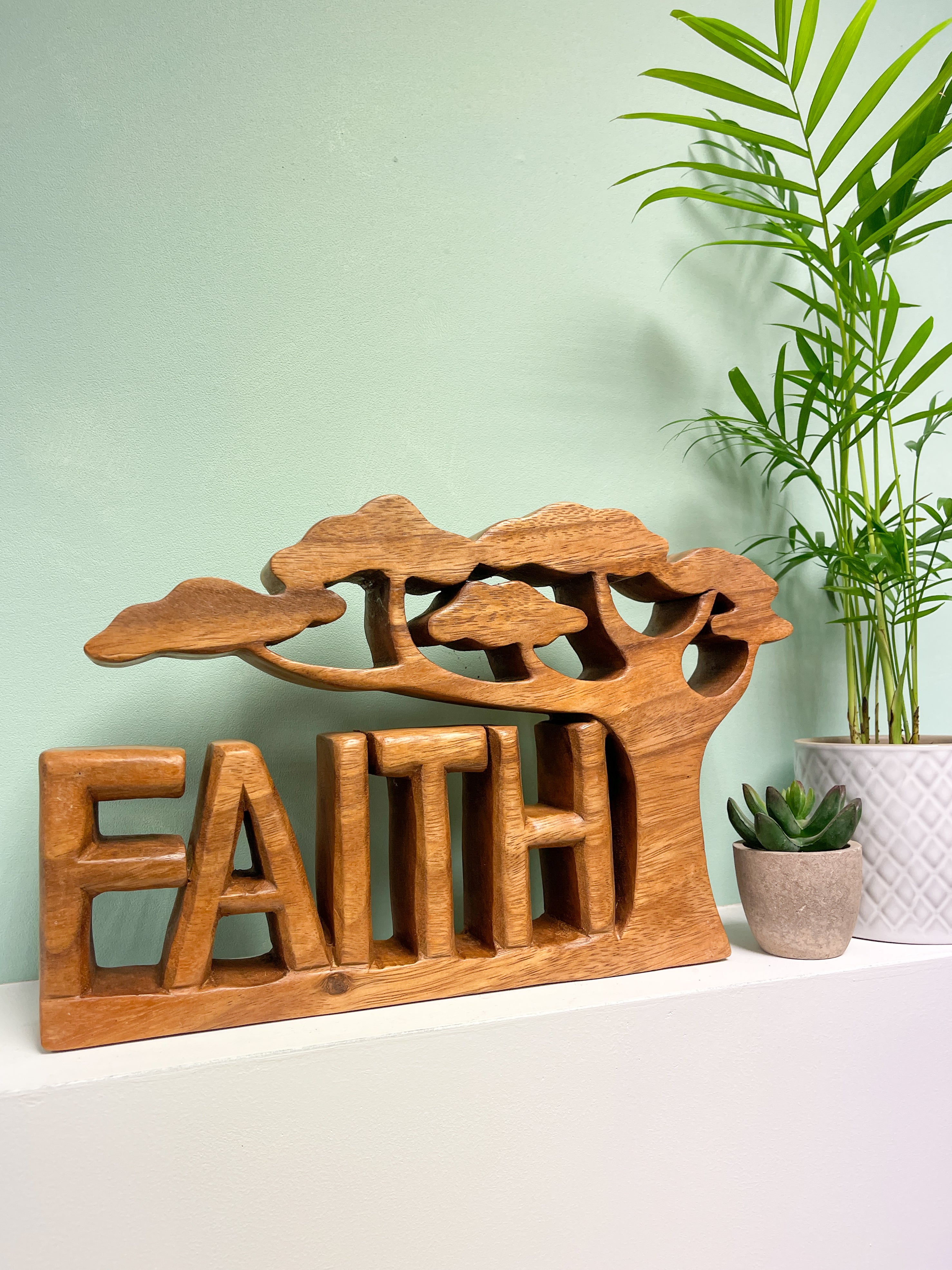 Faith Wooden Carving