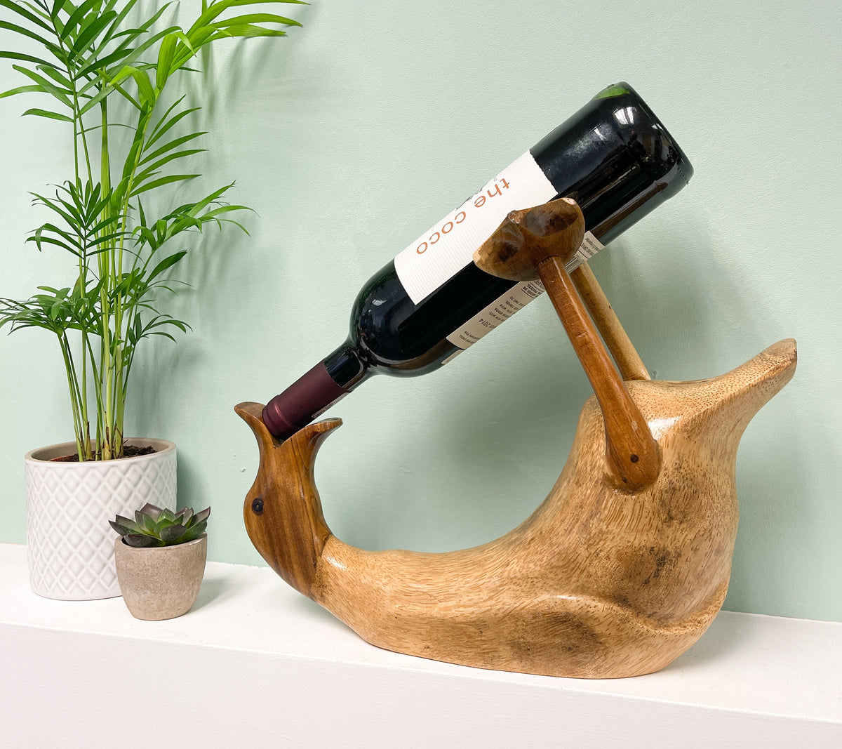 Bamboo Root Duck Wine Bottle Holder