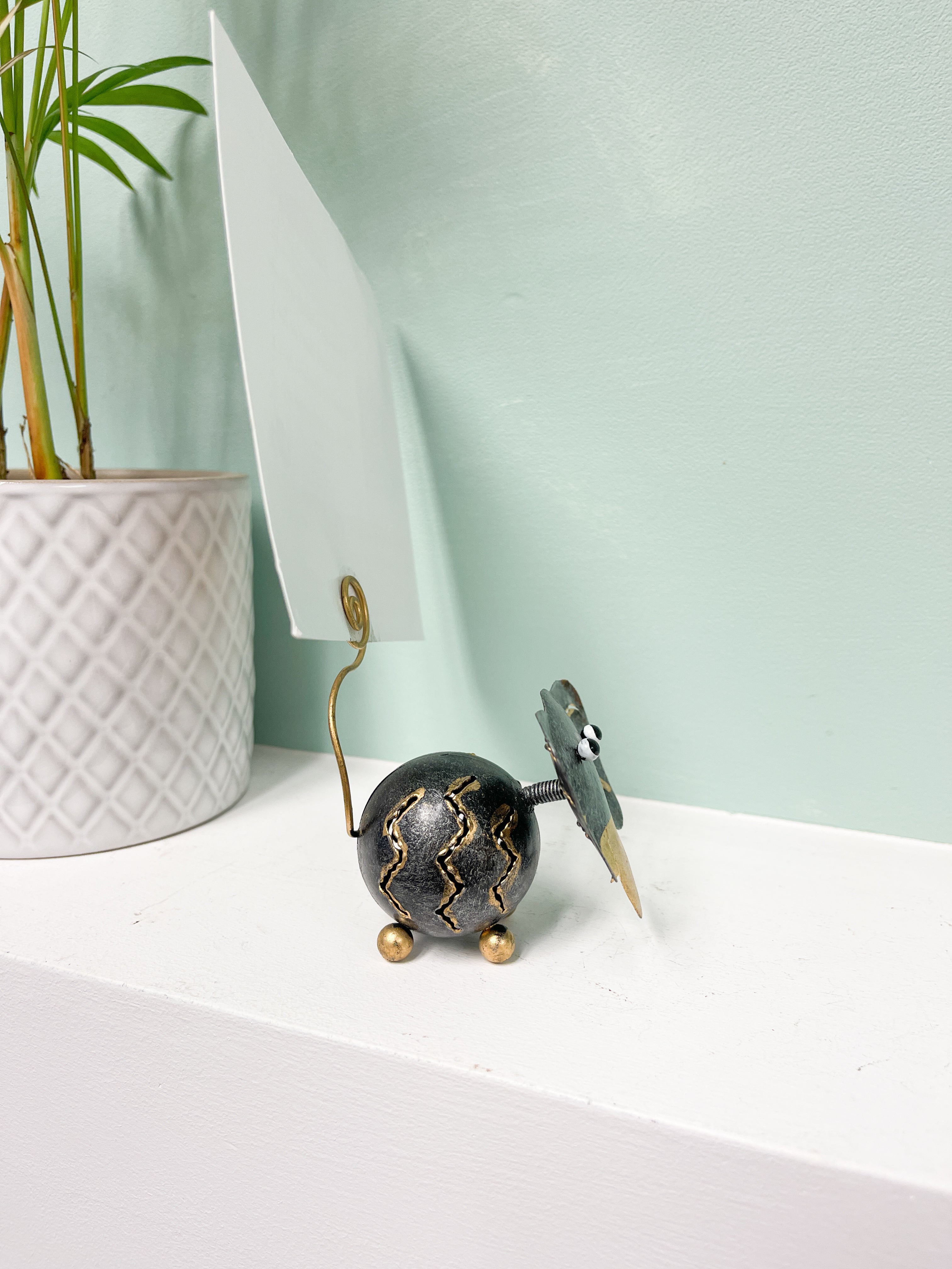 Painted Metal Elephant Photo Holder