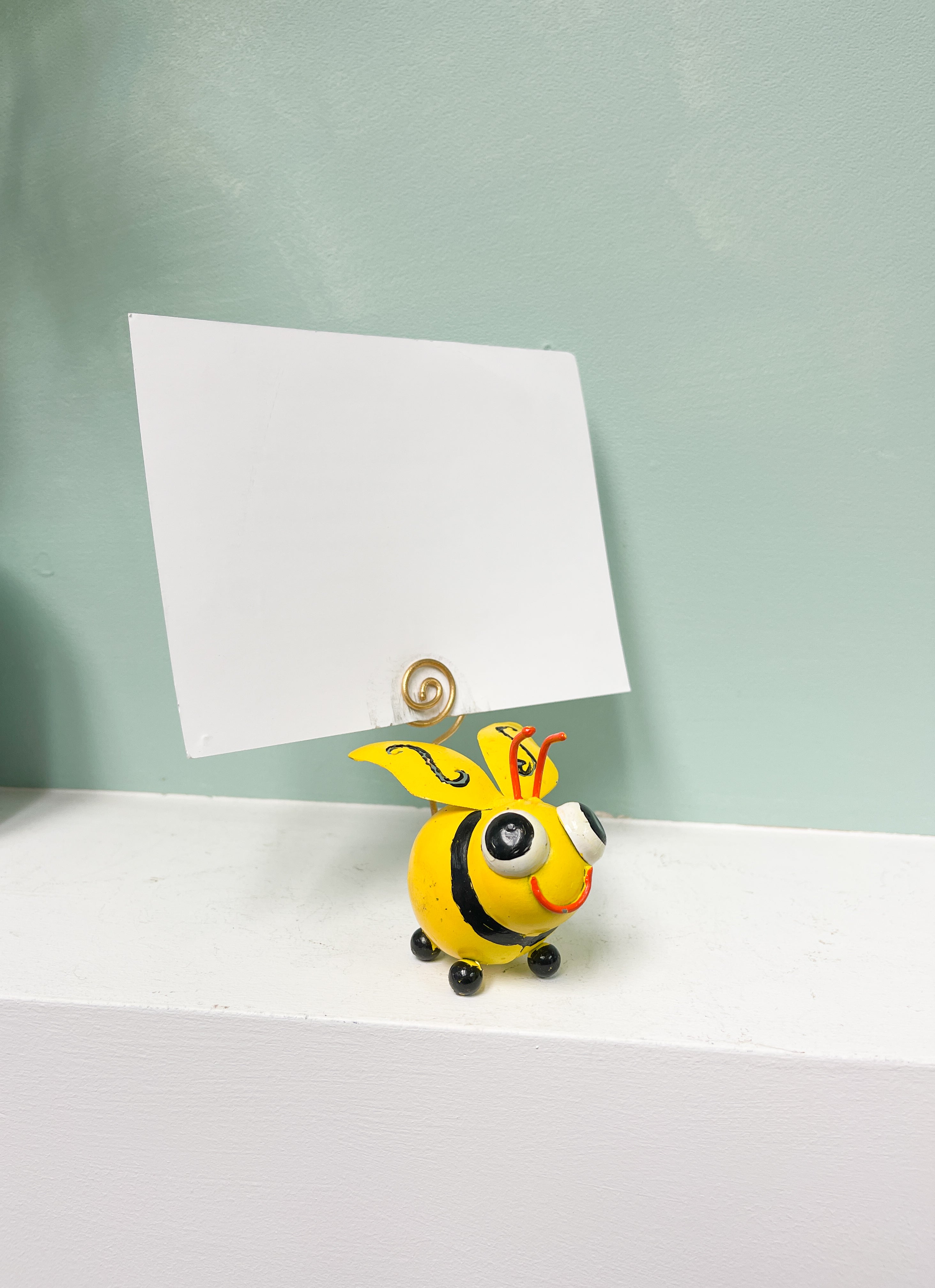 Painted Metal Bee Photo Holder