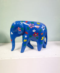 Flower Painted Resin Elephants