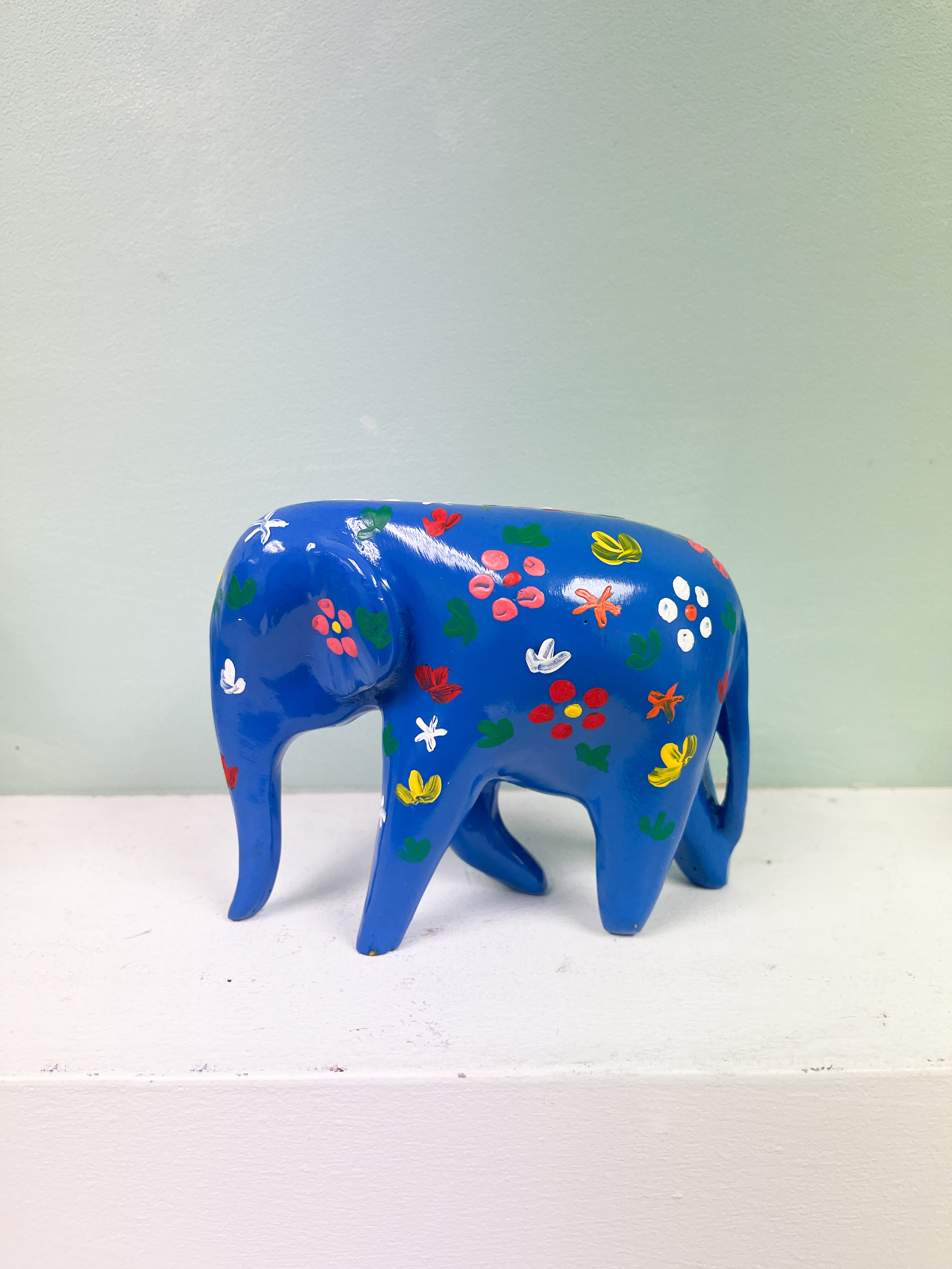 Flower Painted Resin Elephants