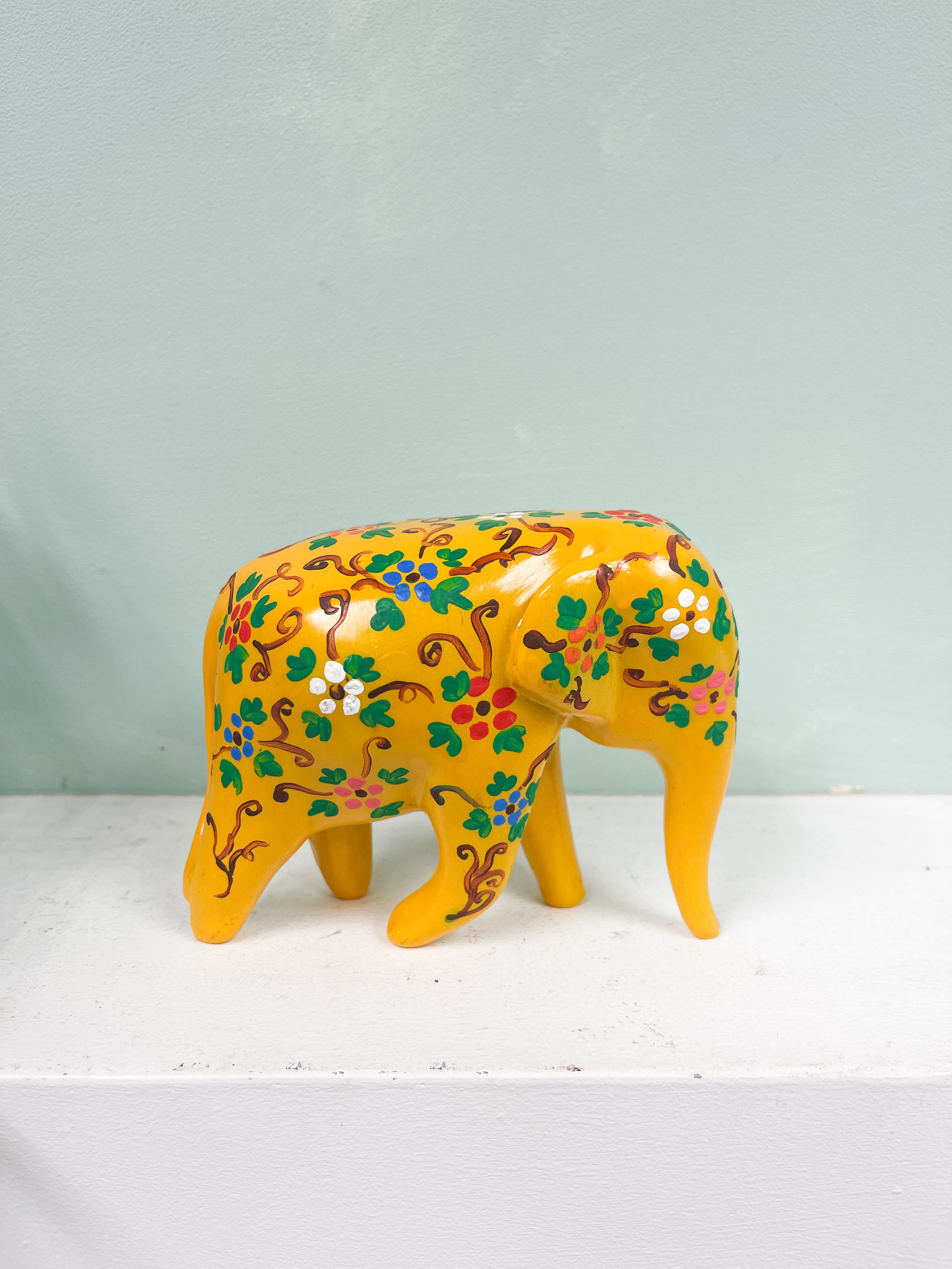 Flower Painted Resin Elephants