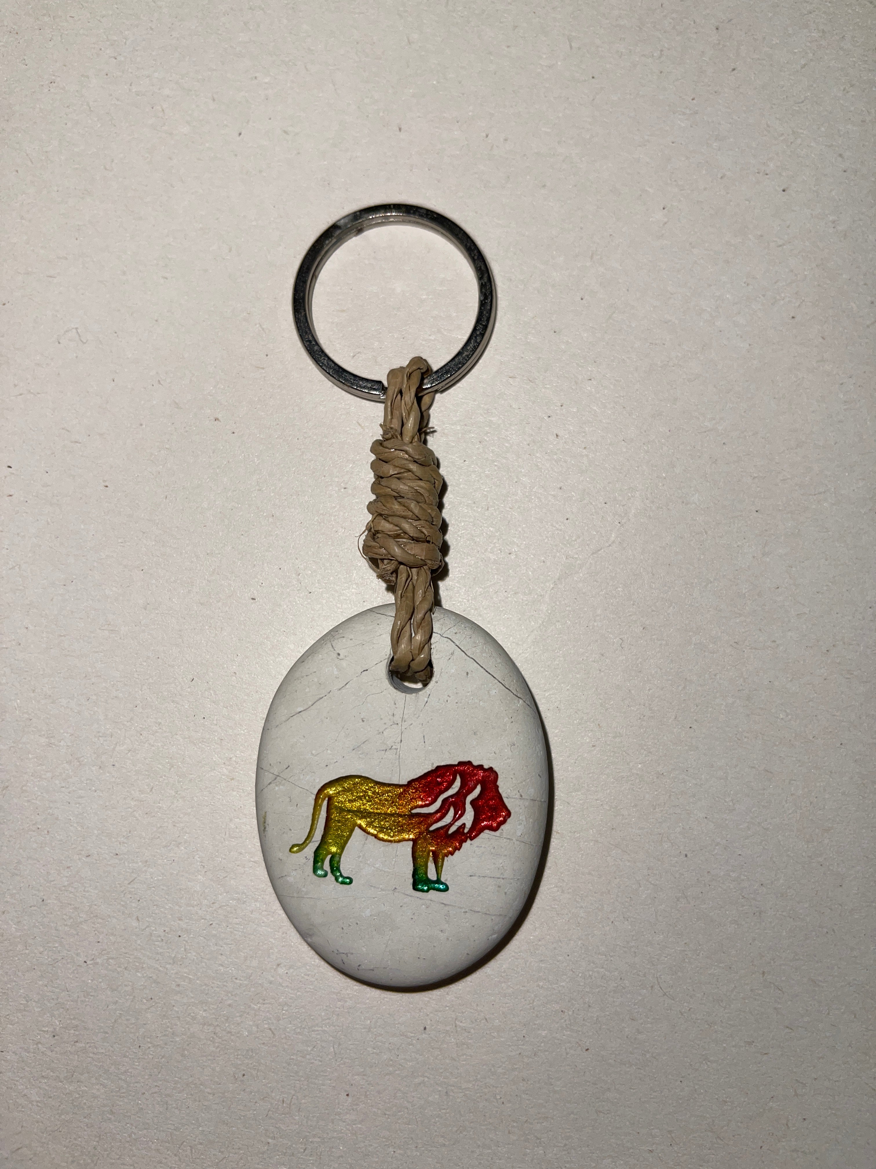 Engraved Stone Keyring - Lion