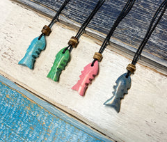 Carved Stone Fish Necklace