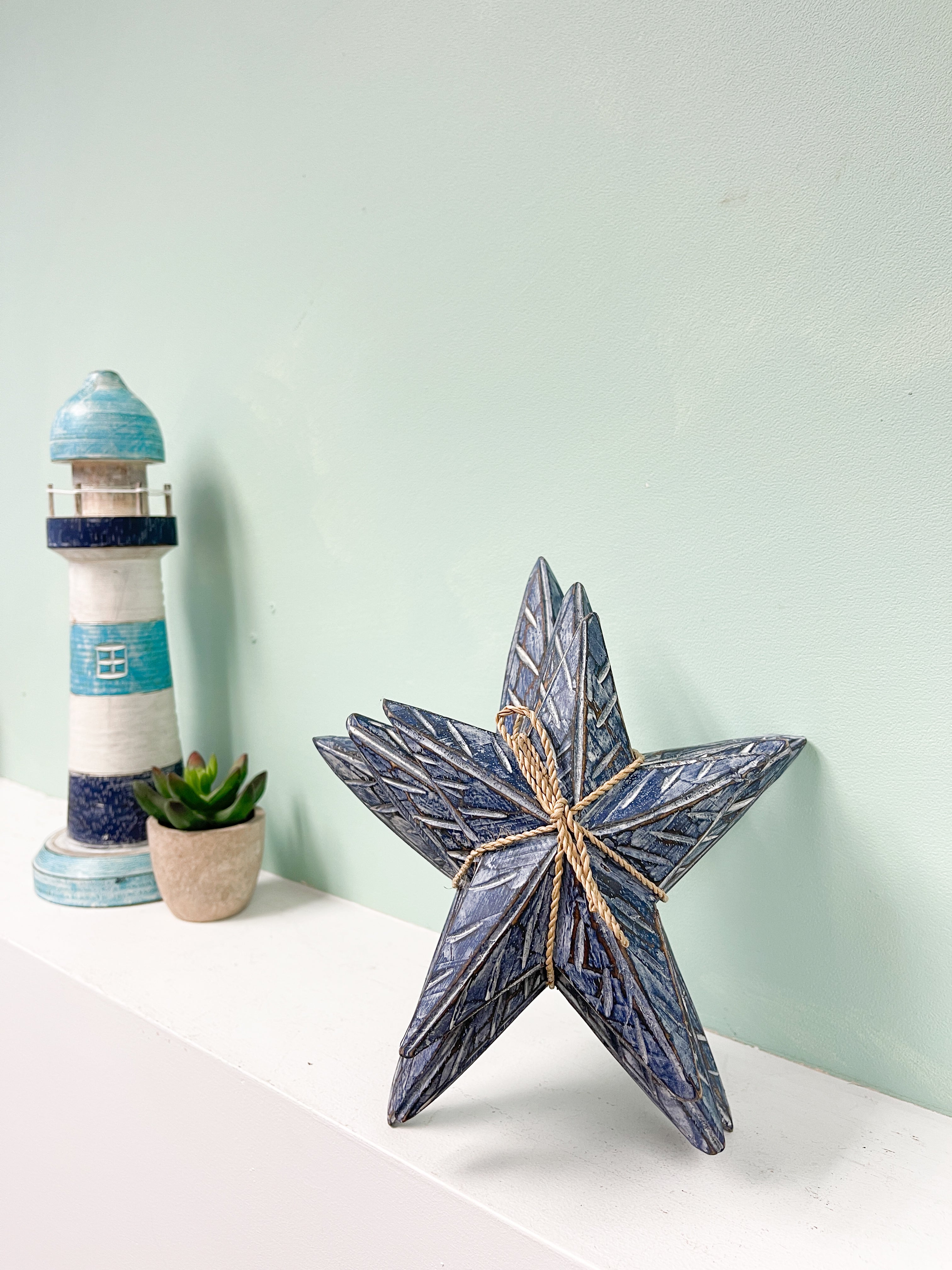 Wooden Starfish Set of 3 - Blue