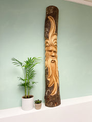 Green Man Log Carving Assorted Designs - 100cm