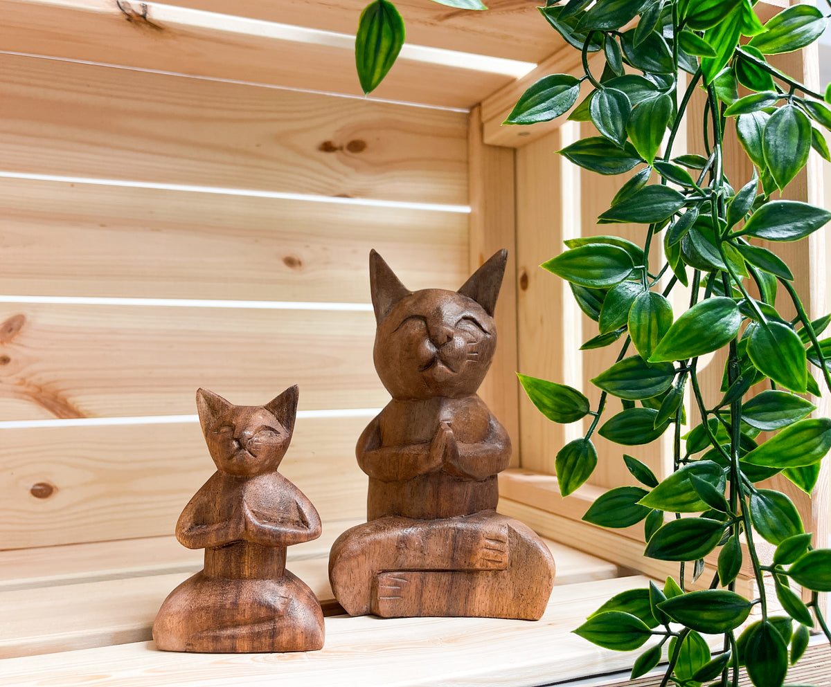 Wooden Yoga Cat