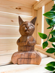 Wooden Yoga Cat