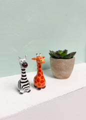 Mini Zebra and Giraffe Statues - 7cm