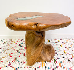 Teak Wood Table with Glass