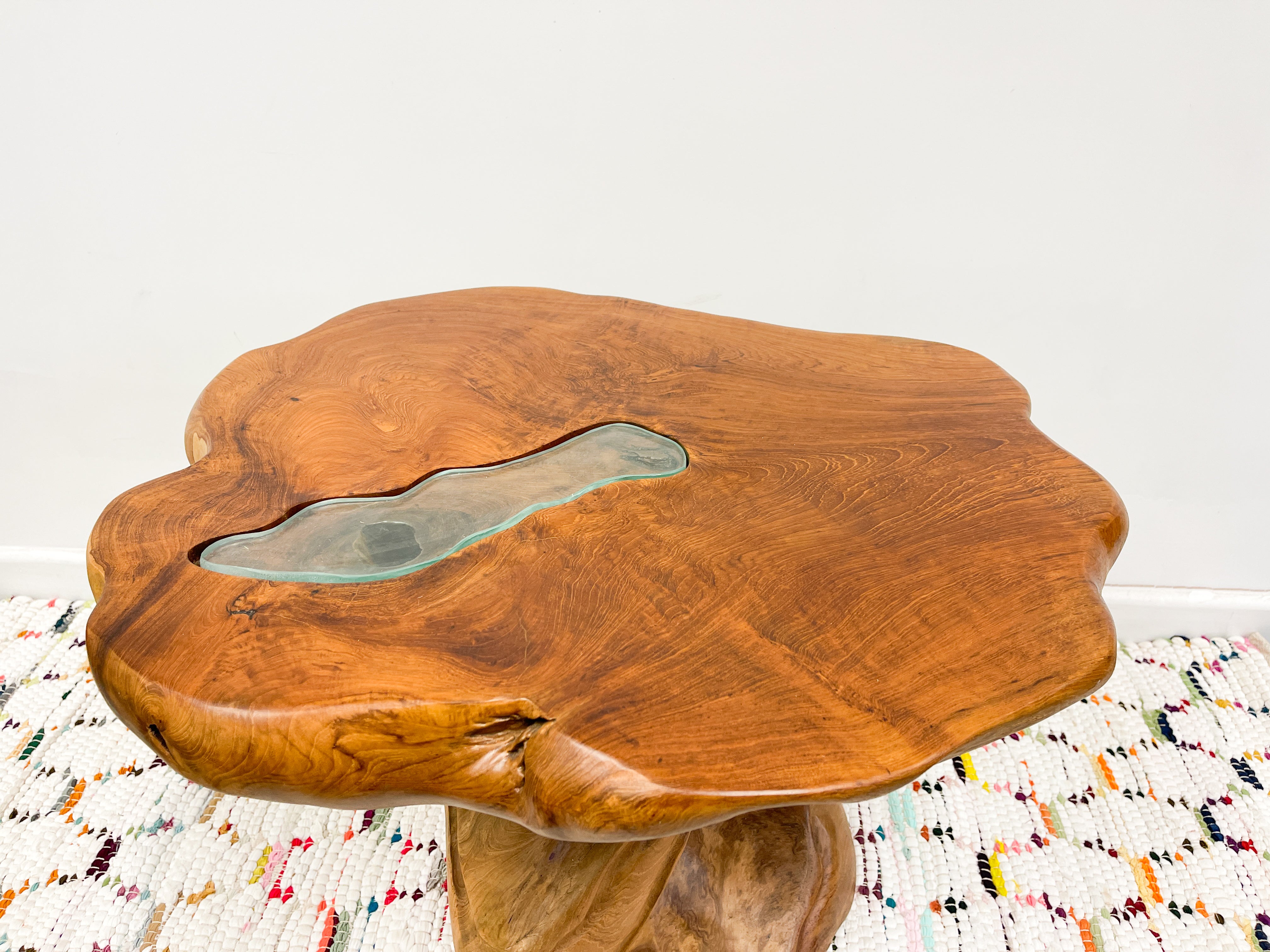 Teak Wood Table with Glass