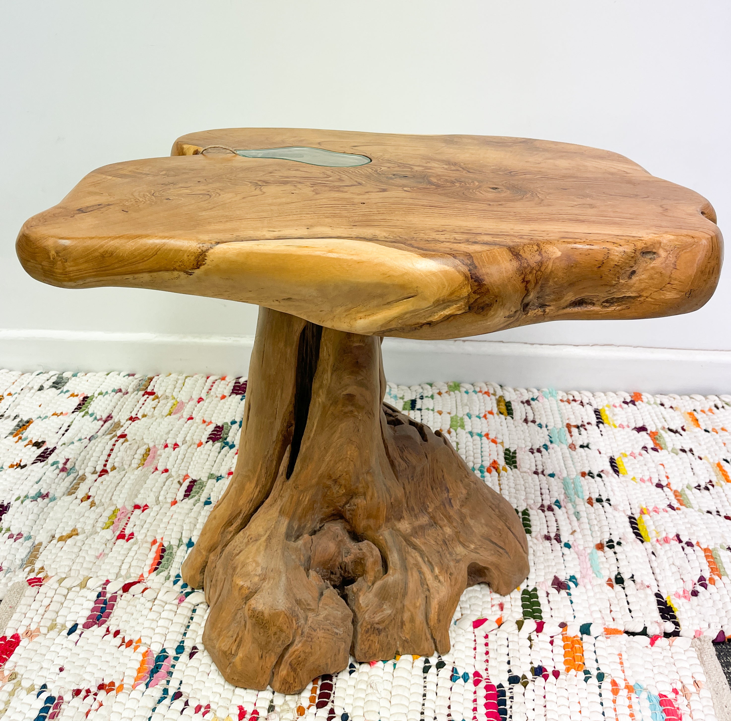 Teak Wood Table with Glass