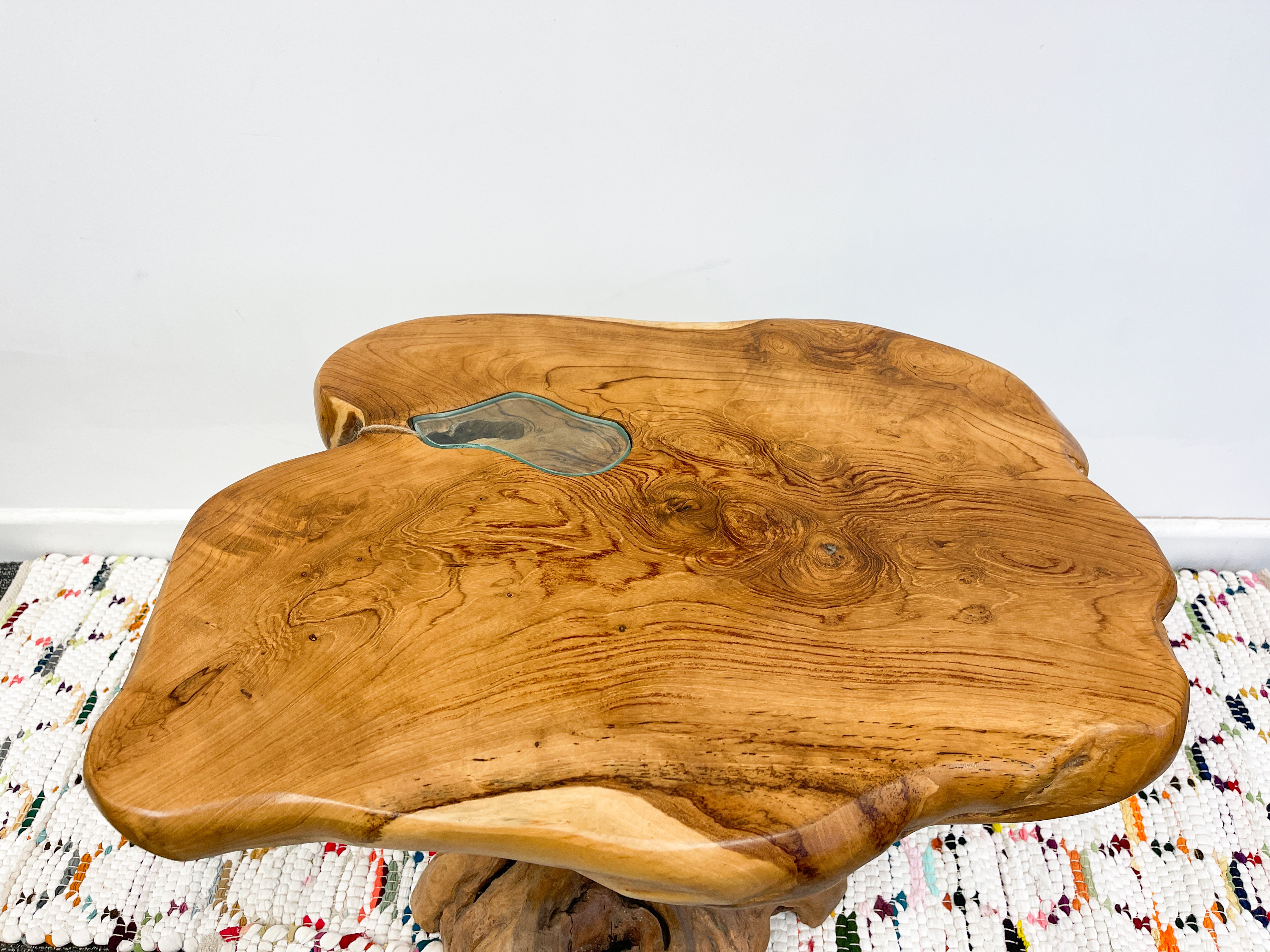 Teak Wood Table with Glass