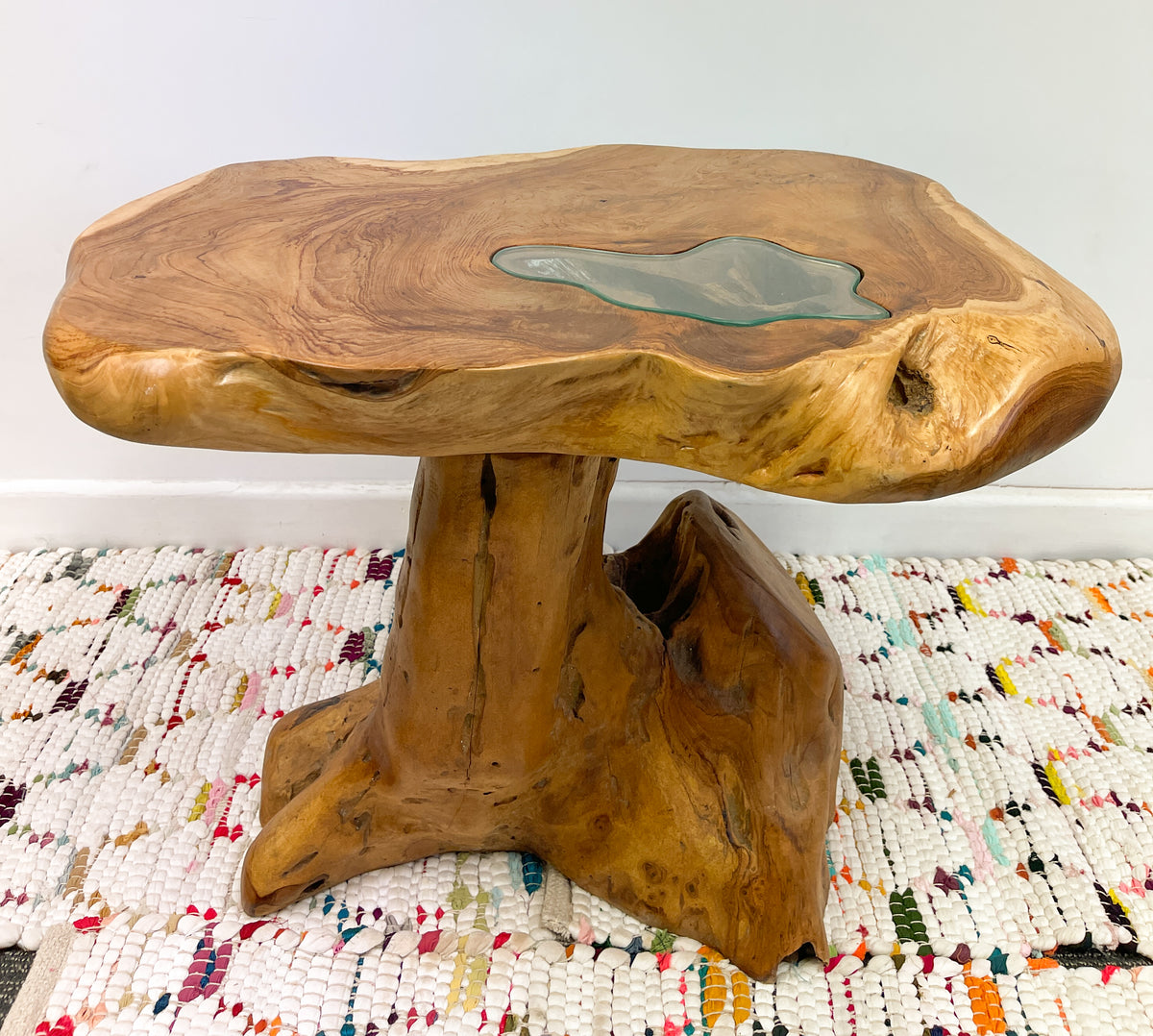 Teak Wood Table with Glass