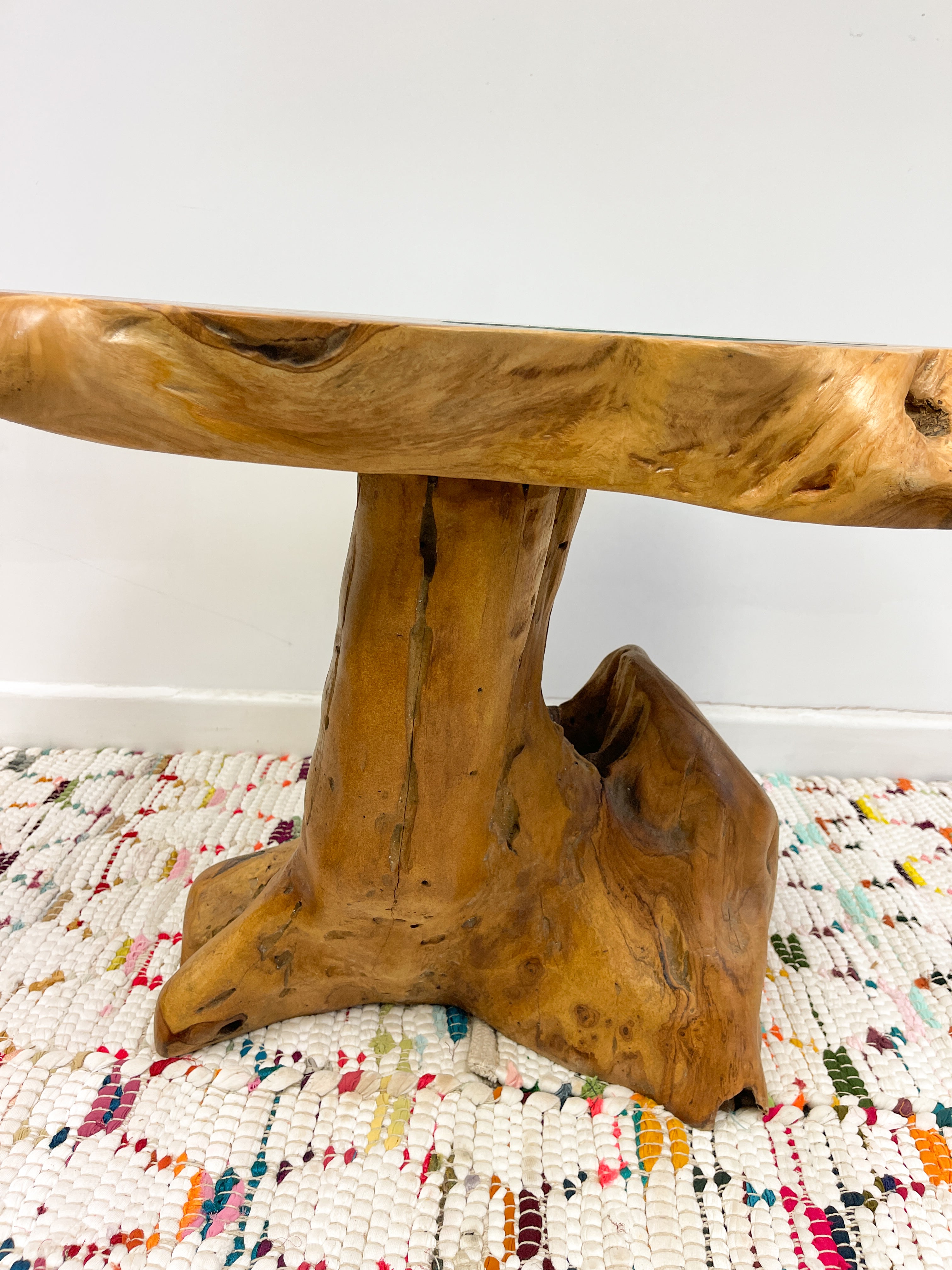 Teak Wood Table with Glass