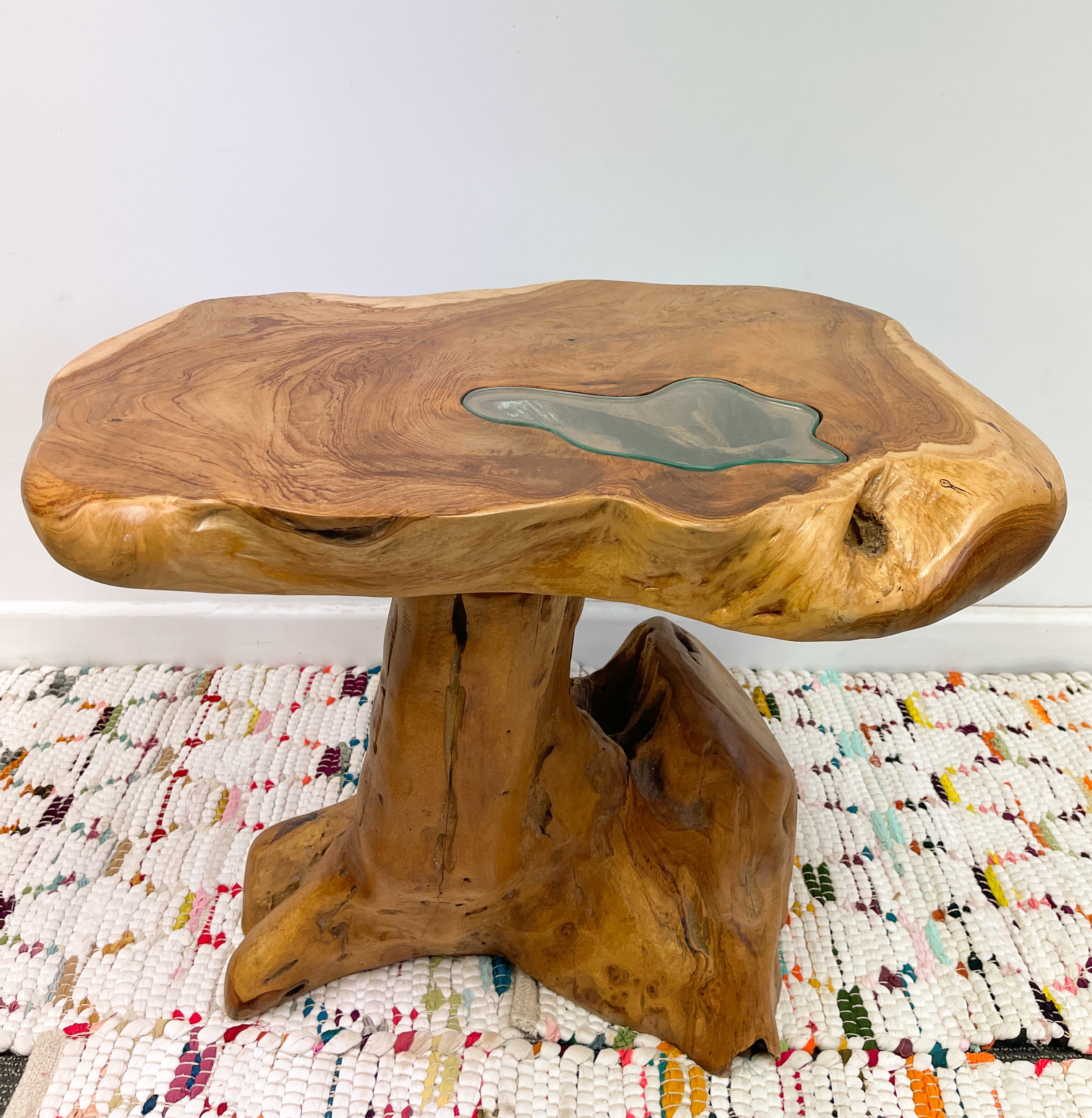 Teak Wood Table with Glass