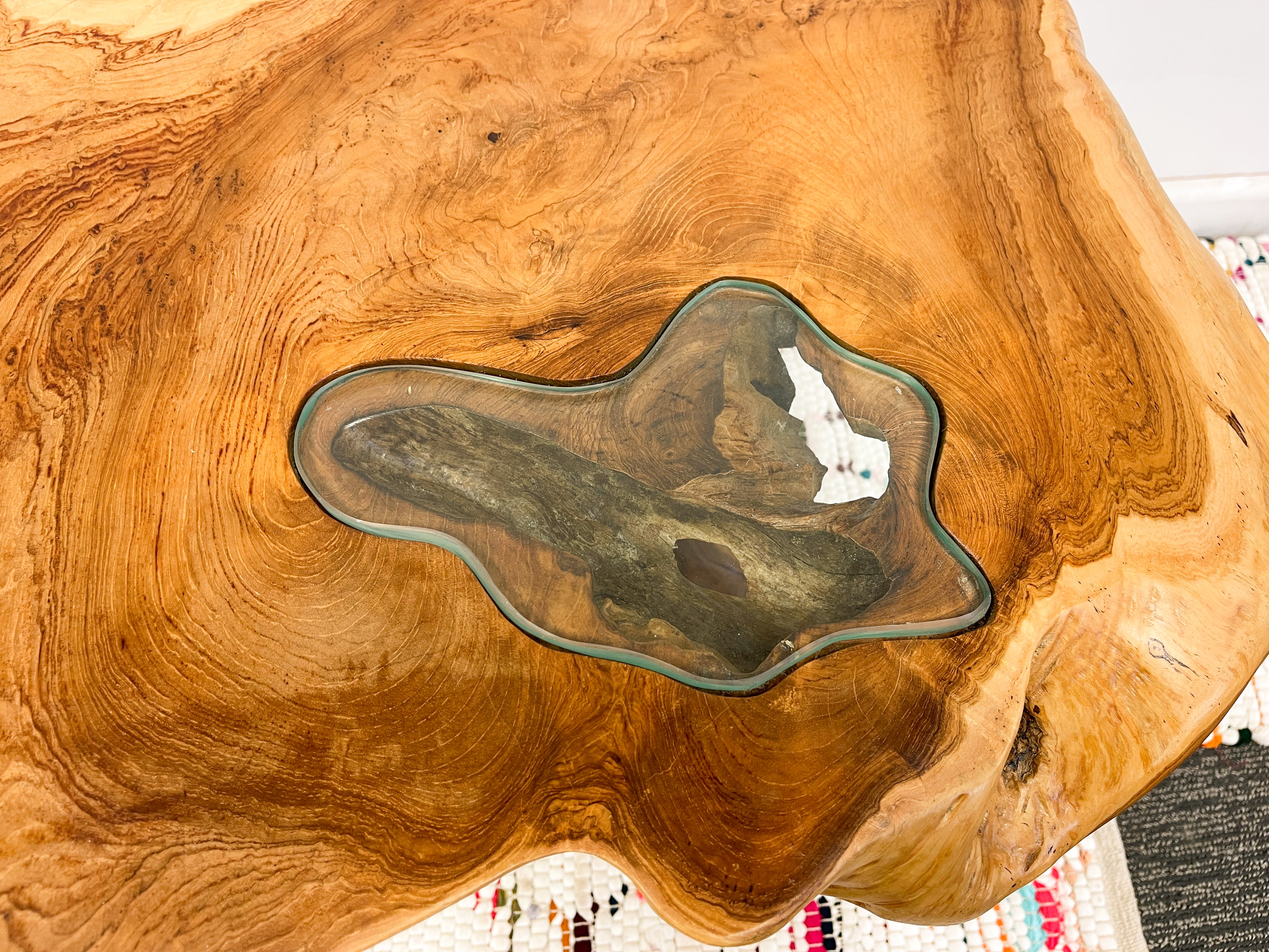 Teak Wood Table with Glass